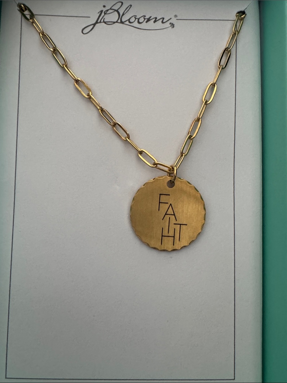 Bloom Gold Religious 'FAITH' Disc Stainless Steel Chain Necklace Trendy Jewelry